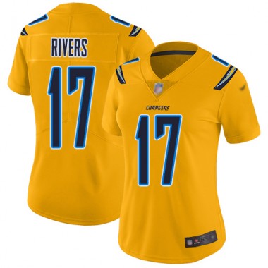Los Angeles Chargers NFL Football Philip Rivers Gold Jersey Women Limited #17 Inverted Legend->women nfl jersey->Women Jersey